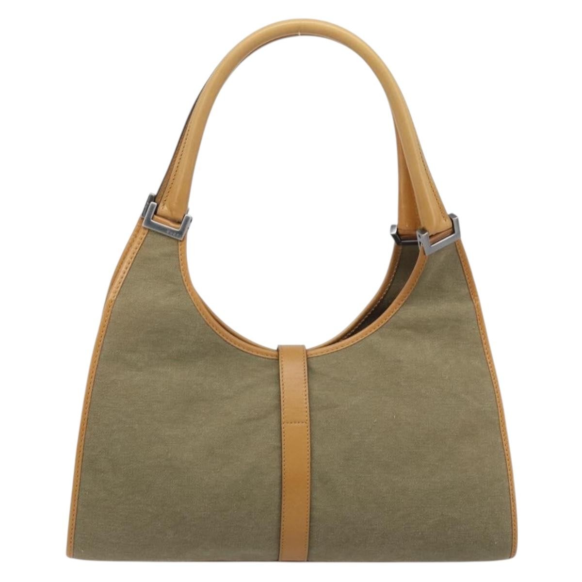 Gucci Vintage Jackie Handbag Canvas Beige Canvas Handbag (Pre-Owned)