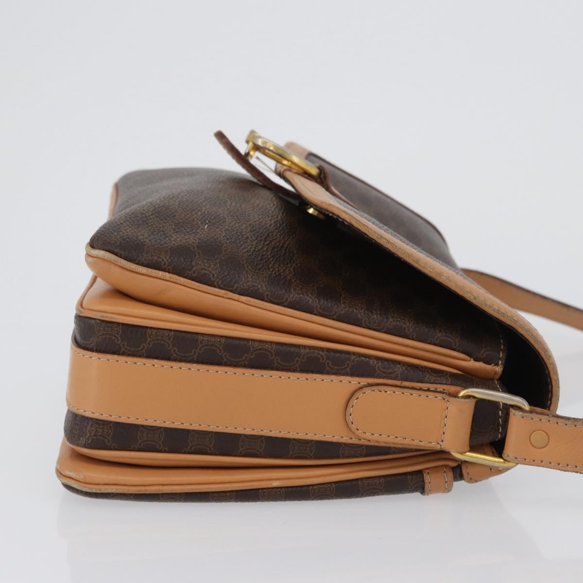 Celine Vintage Macadam Shoulder Bag Canvas And Leather Brown Canvas Shoulder Bag Bag