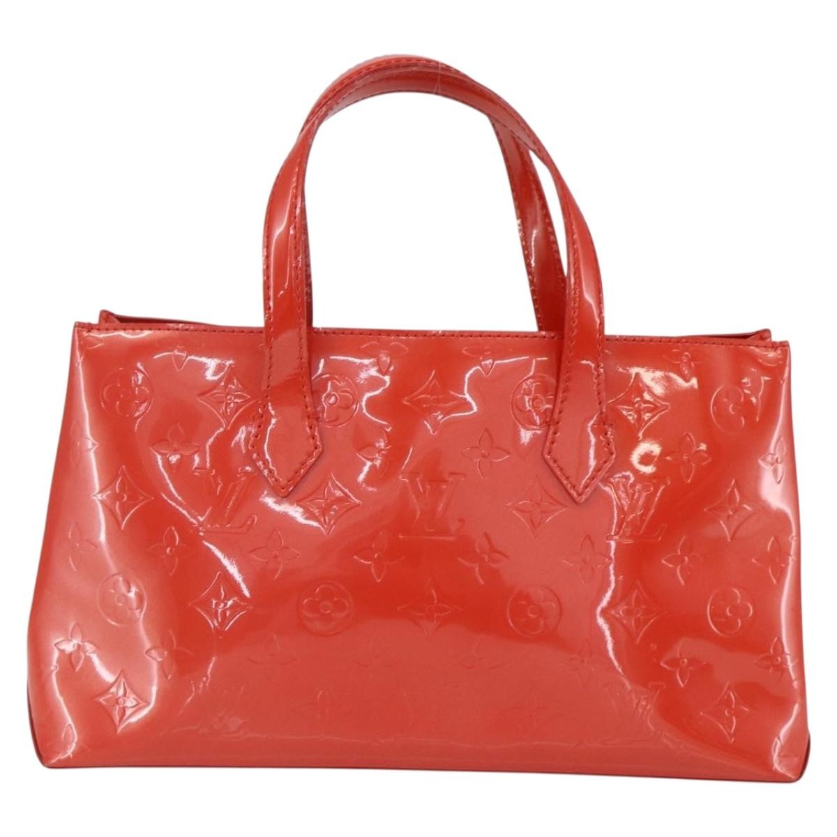 Louis Vuitton Wilshire Handbag Monogram Vernis Orange Patent_Leather Tote Bag