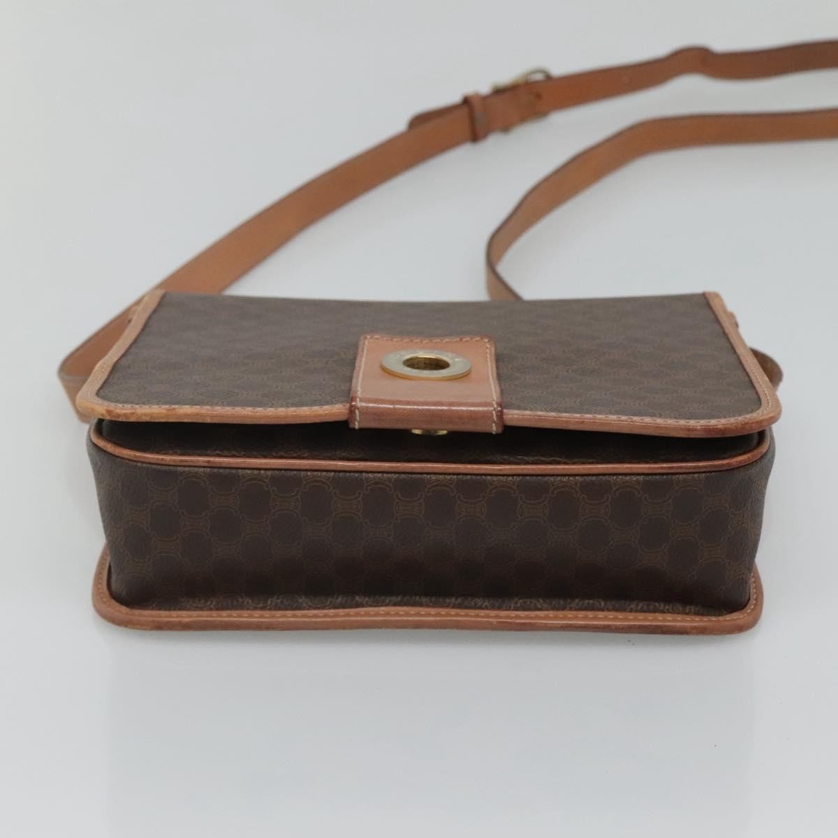 Celine Vintage Macadam Shoulder Bag Canvas And Leather Brown Canvas Shoulder Bag Bag