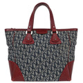 Christian Dior Vintage Trotter Zip Tote Diorissimo Canvas Navy Canvas Tote Bag Bag (Pre-Owned)