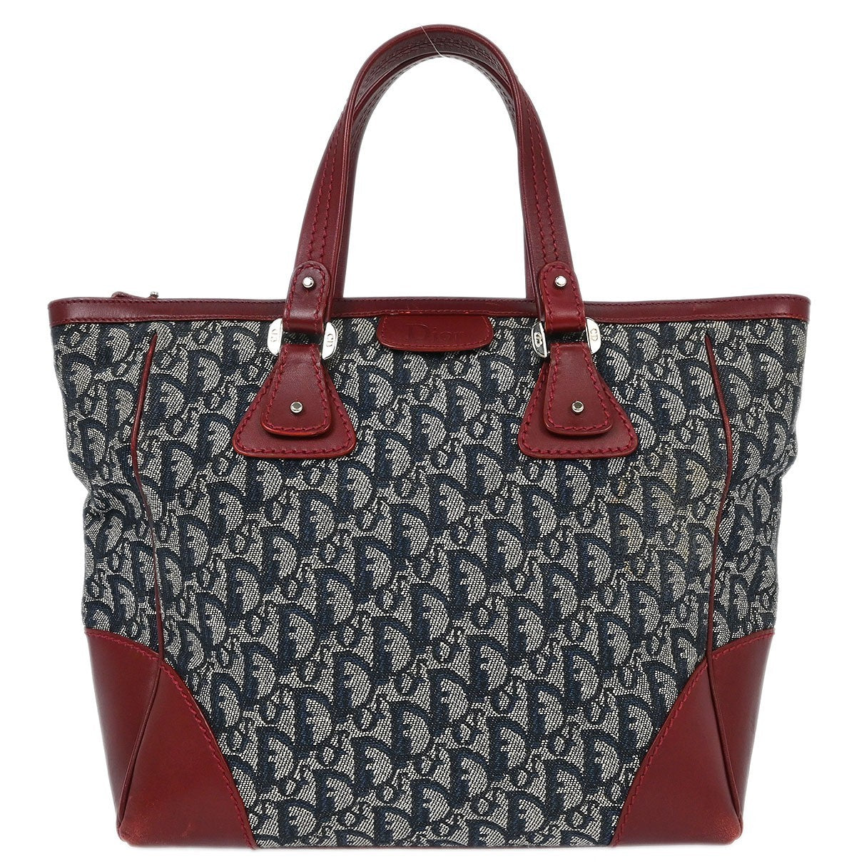 Christian Dior Vintage Trotter Zip Tote Diorissimo Canvas Navy Canvas Tote Bag Bag (Pre-Owned)