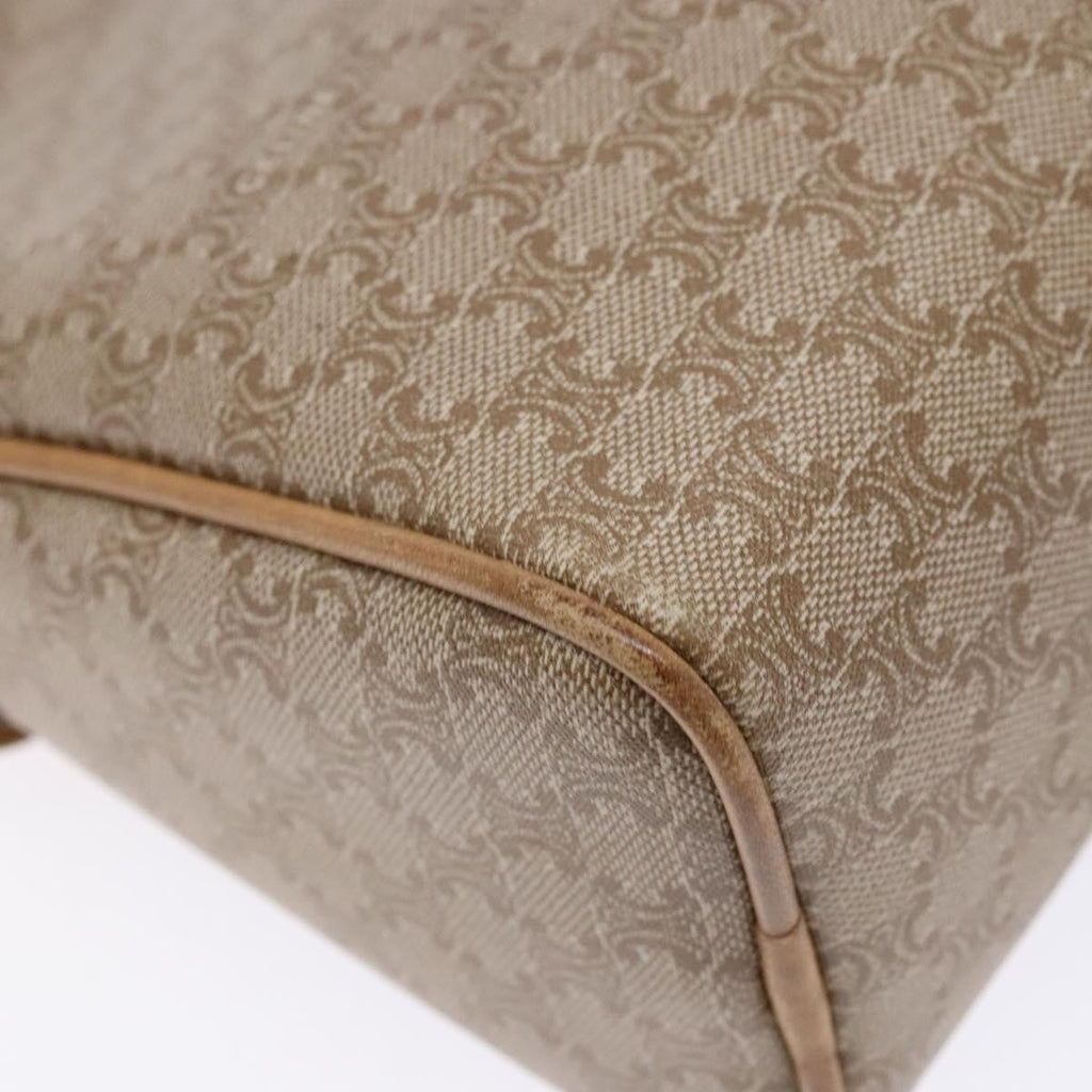 Celine Vintage Macadam Shoulder Bag Canvas And Leather Beige Canvas Shoulder Bag Bag