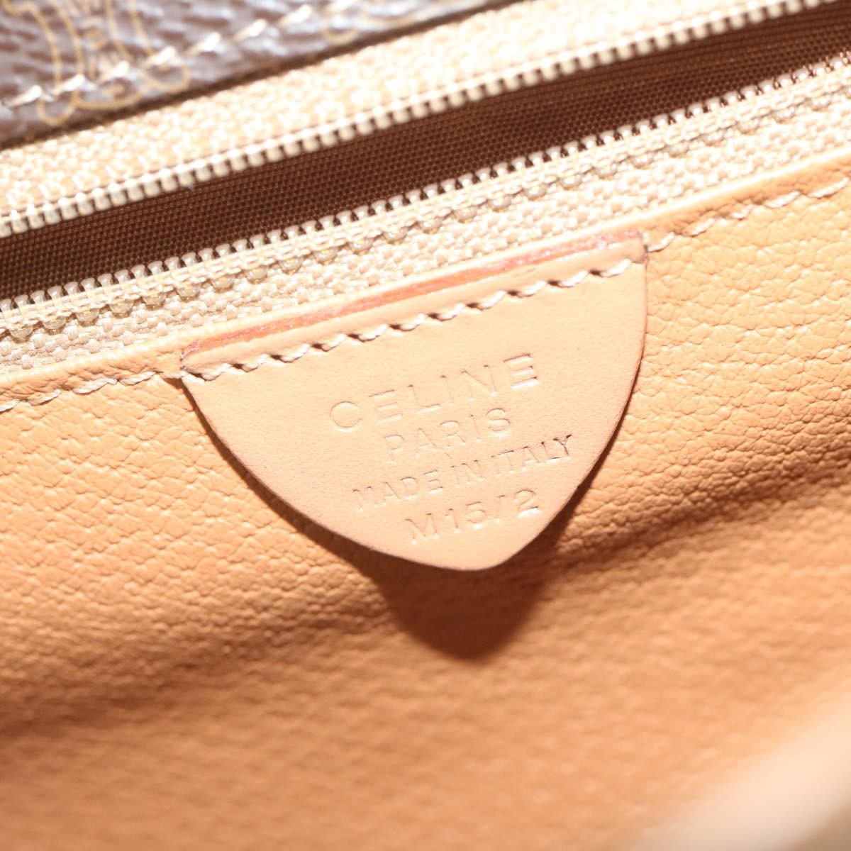 Celine Vintage Macadam Circle Logo Shoulder Bag Canvas And Leather Brown Canvas Shoulder Bag Bag