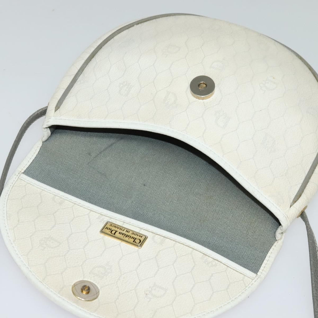 Christian Dior Vintage Honeycomb Shoulder Bag Canvas White Canvas Shoulder Bag Bag (Pre-Owned)