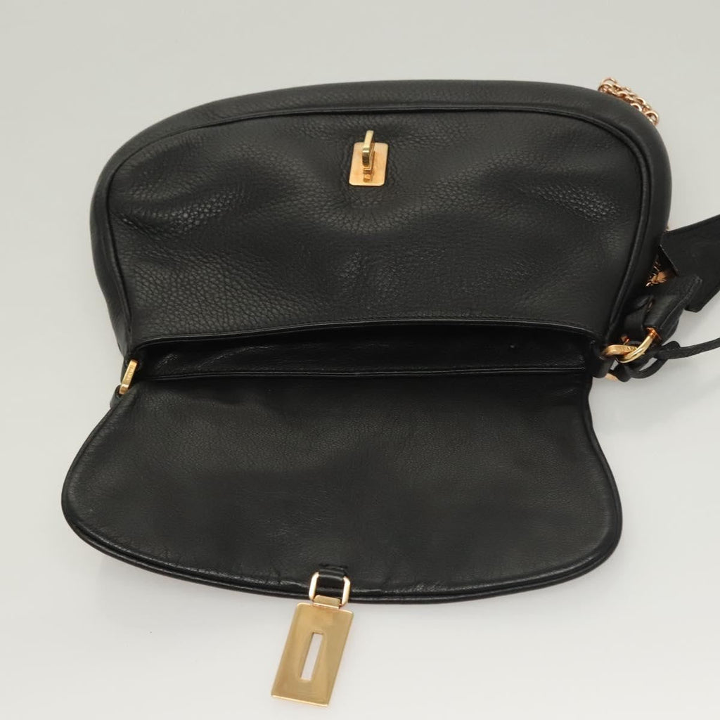 Prada Vintage Chain Flap Shoulder Bag Leather Black Leather Shoulder Bag Bag