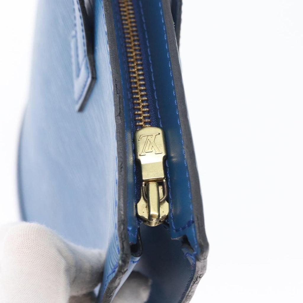 Louis Vuitton Saint Jacques Handbag Epi Leather Blue Leather Handbag