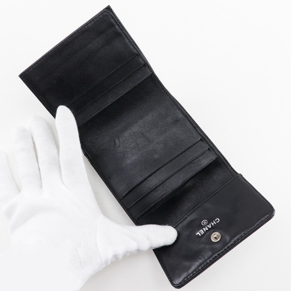 Chanel Bi-Fold Wallet Quilted Patent Black Patent_Leather Wallets Accessory