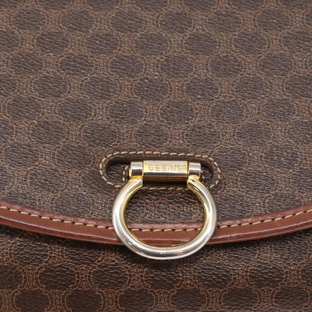 Celine Vintage Macadam Shoulder Bag Canvas Brown Canvas Shoulder Bag Bag