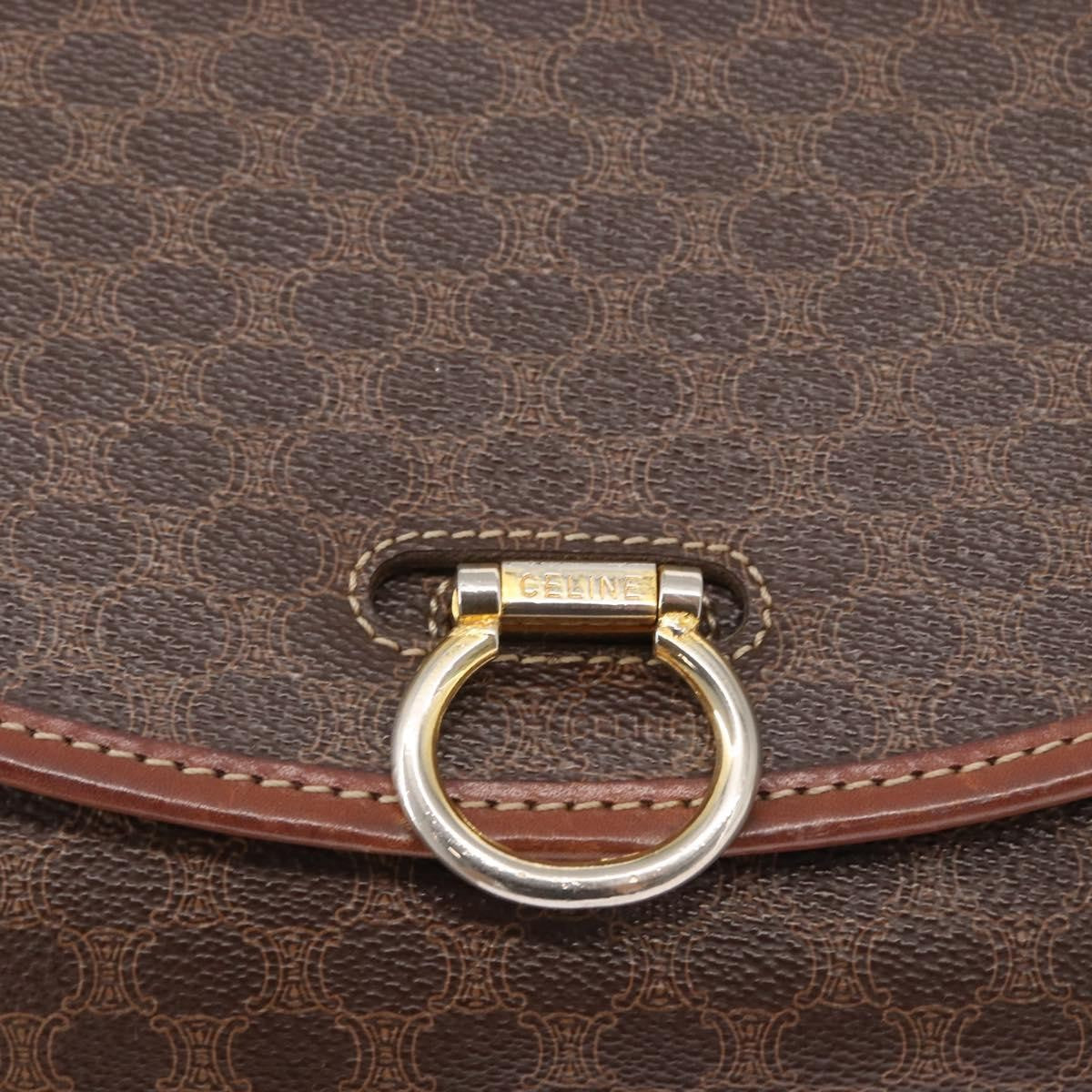Celine Vintage Macadam Shoulder Bag Canvas Brown Canvas Shoulder Bag Bag