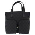 Gucci Double Pocket Tote Gg Canvas Black Canvas Handbag (Pre-Owned)