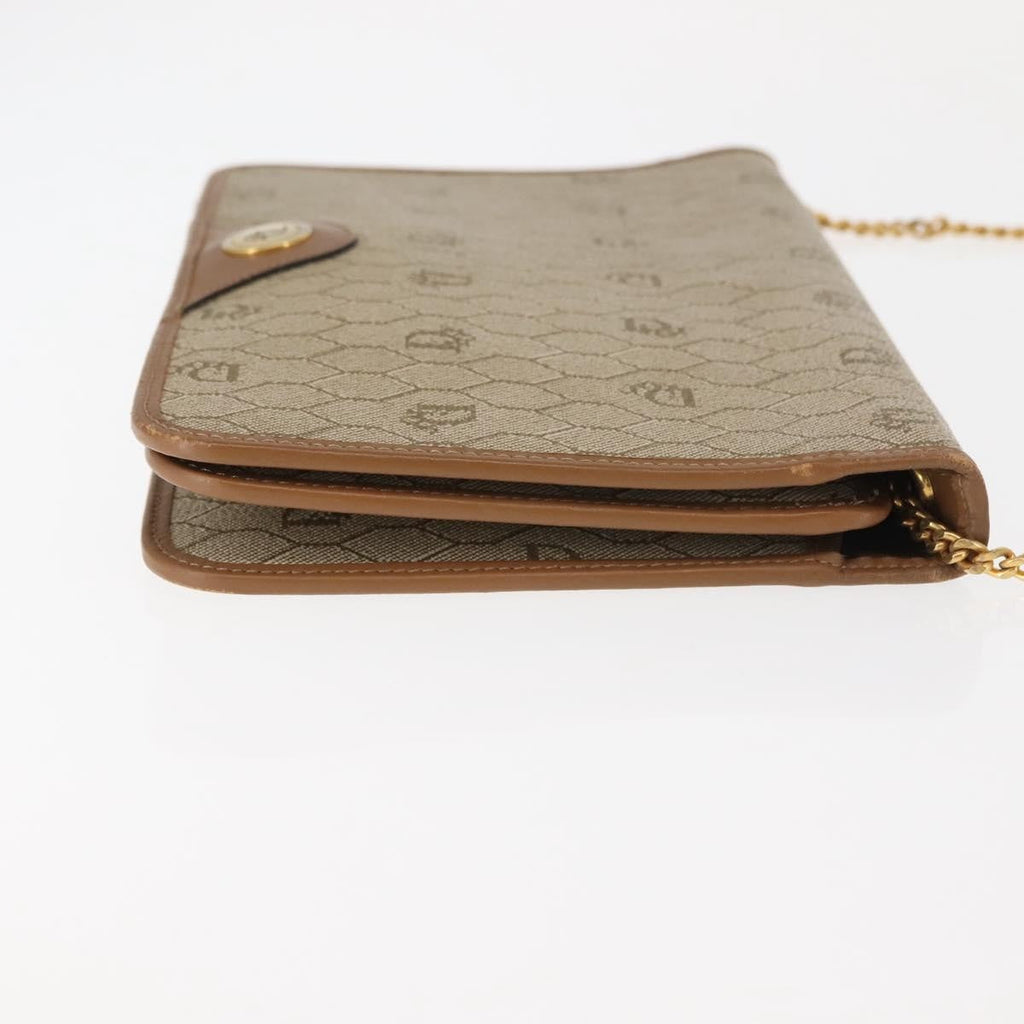 Christian Dior Vintage Honeycomb Chain Canvas Beige Canvas Shoulder Bag Bag (Pre-Owned)