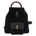Gucci Vintage Bamboo Backpack Suede Black Suede Backpack Bag (Pre-Owned)