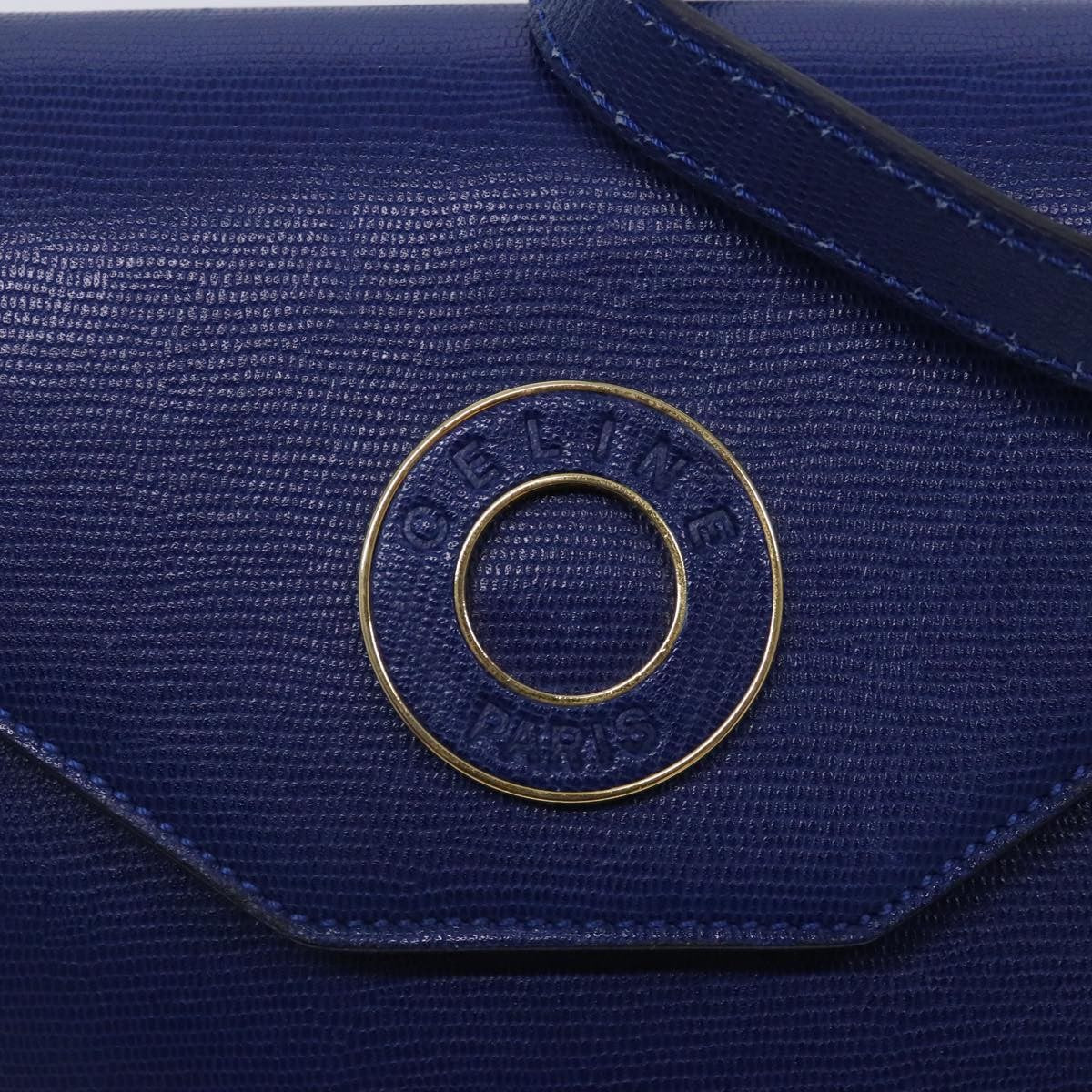 Celine Vintage Circle Logo Crossbody Bag Leather Blue Leather Shoulder Bag Bag