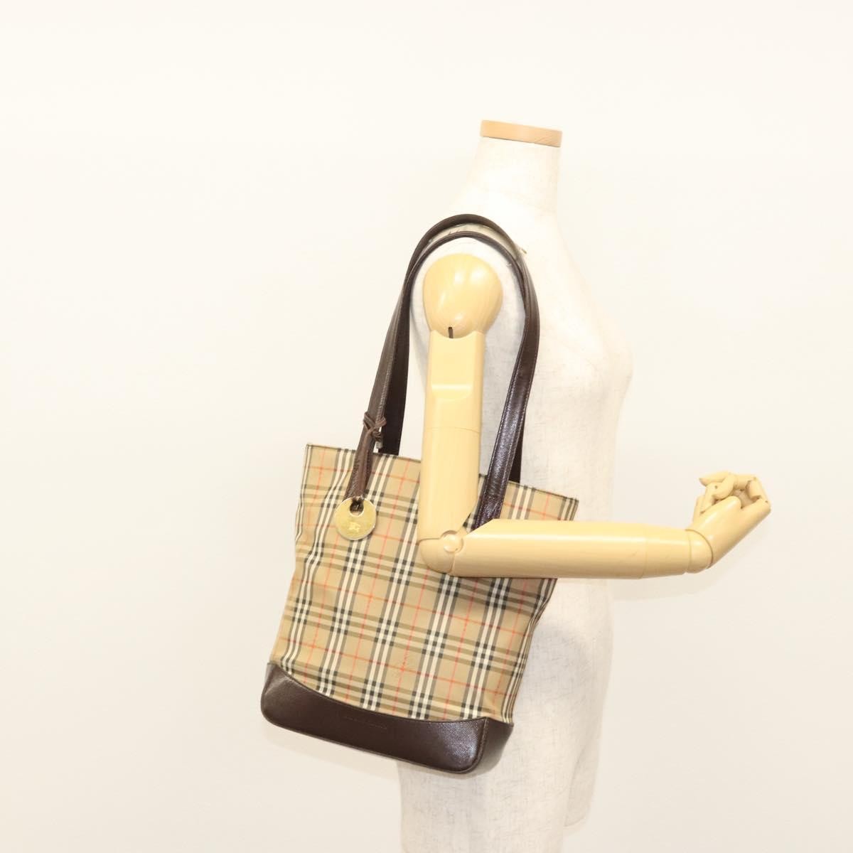 Burberry Nova Check Tote Canvas And Leather Beige Canvas Tote Bag