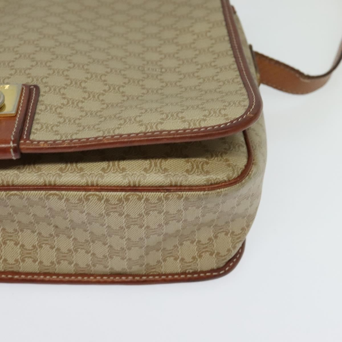 Celine Vintage Macadam Shoulder Bag Canvas And Leather Beige Canvas Shoulder Bag Bag