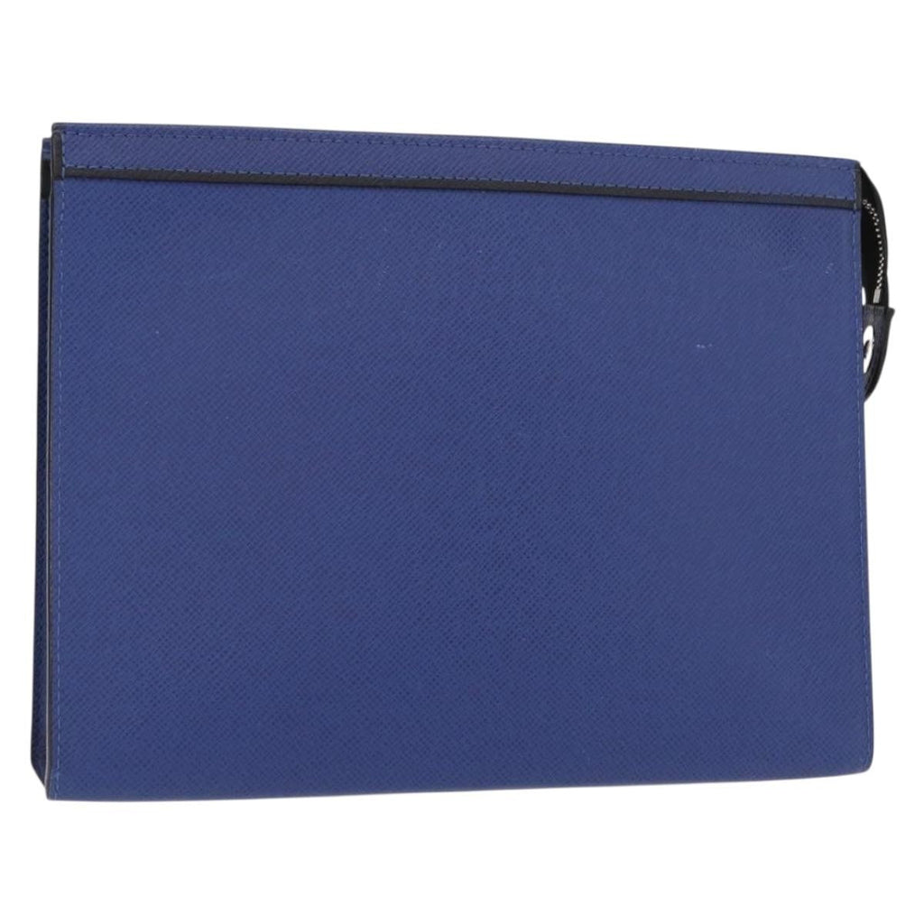Louis Vuitton Pochette Voyage Taiga Leather Blue Leather Clutche & Pouche Bag