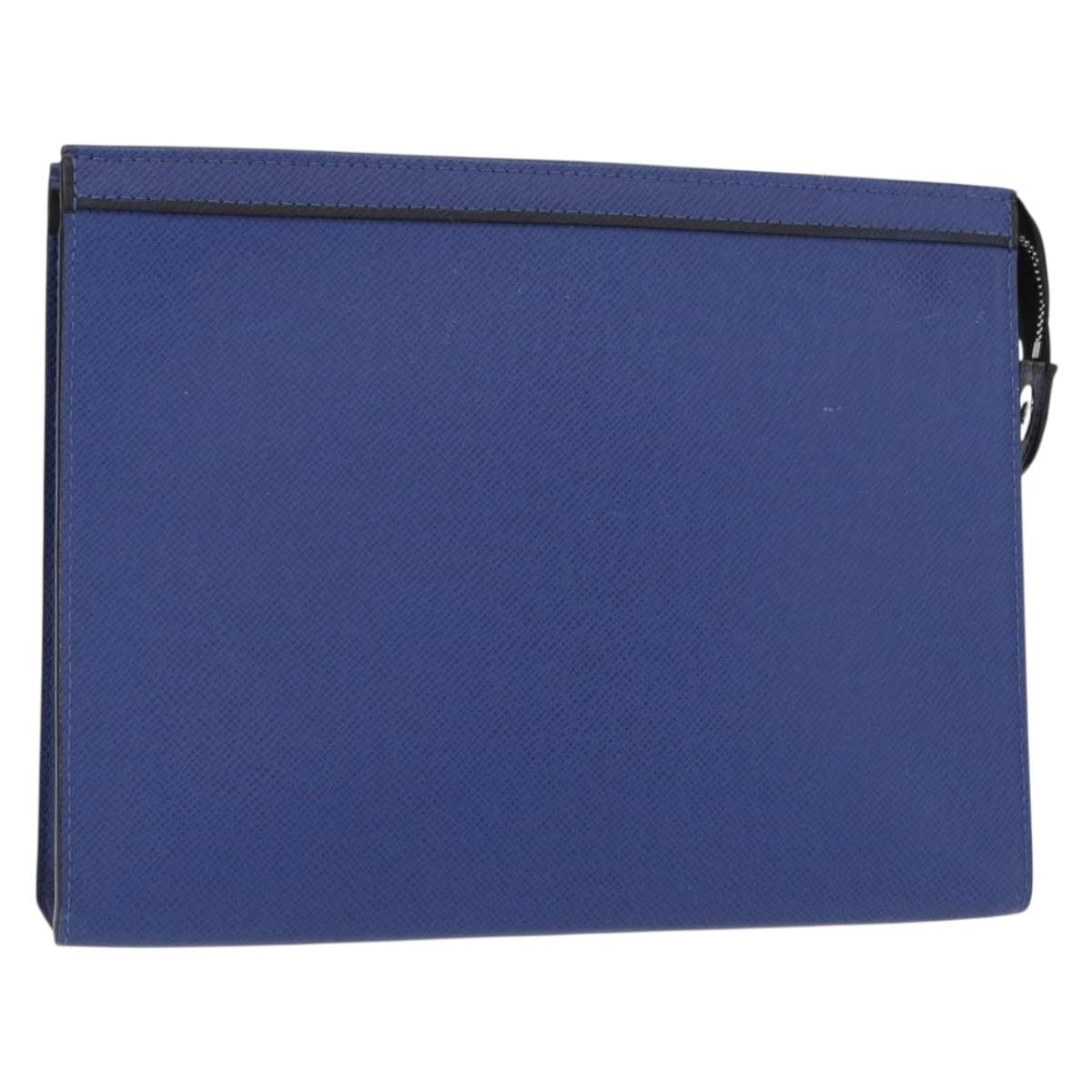 Louis Vuitton Pochette Voyage Taiga Leather Blue Leather Clutche & Pouche Bag