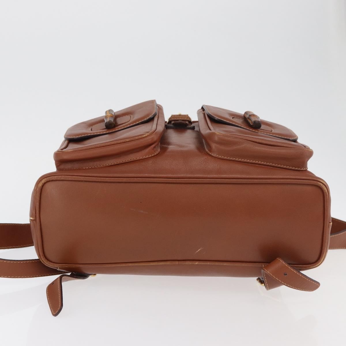 Gucci Vintage Bamboo Backpack Leather Brown Leather Backpack Bag (Pre-Owned)