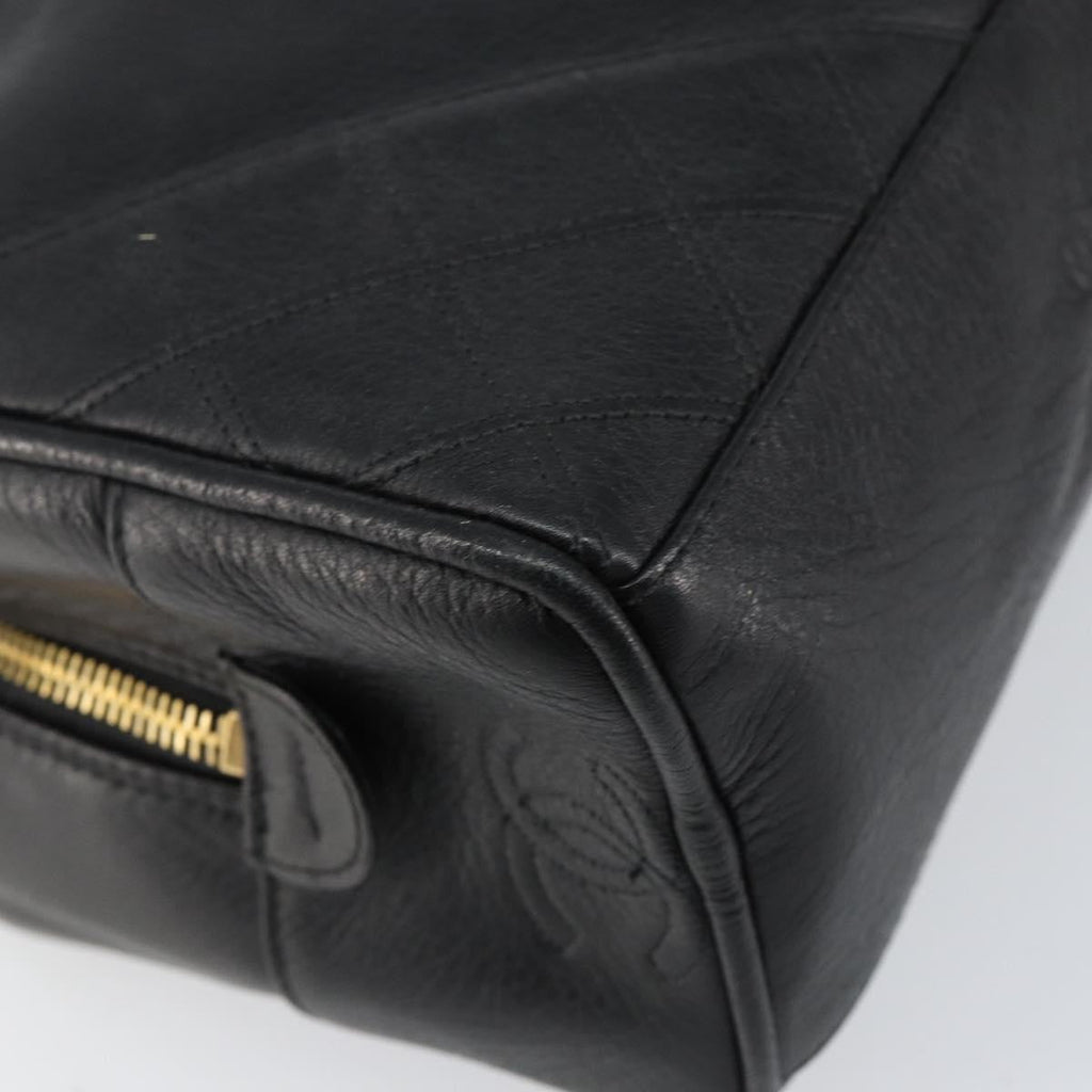 Chanel Vintage Toiletry Pouch Leather Black Leather Clutche & Pouche Bag