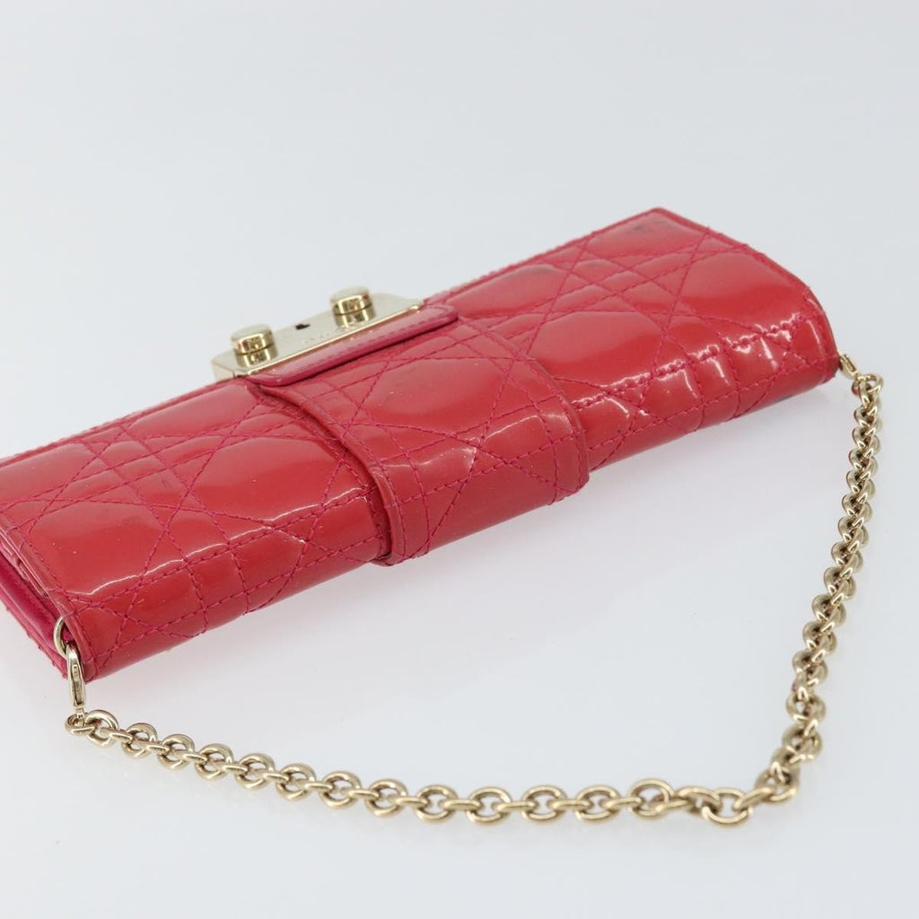 Christian Dior New Lock Pouch Cannage Quilt Patent Pink Patent_Leather Clutche & Pouche Bag (Pre-Owned)