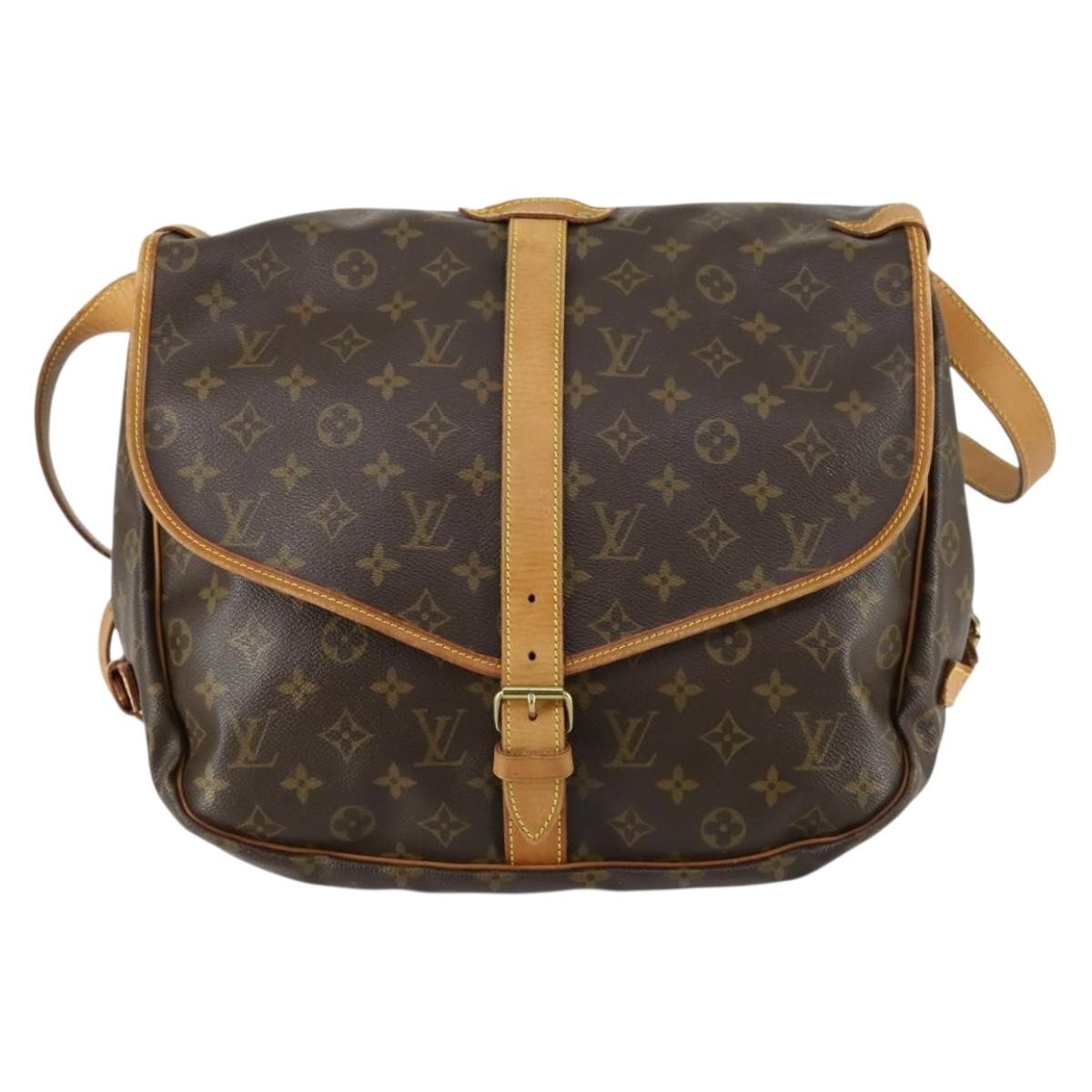 Louis Vuitton Saumur Handbag Monogram Canvas Brown Canvas Shoulder Bag
