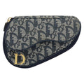 Christian Dior Vintage Saddle Coin Purse Diorissimo Canvas Navy Canvas Clutche & Pouche Bag (Pre-Owned)