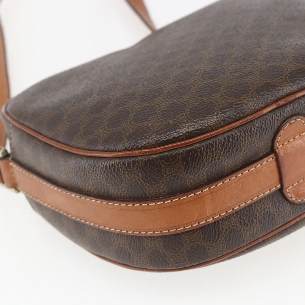 Celine Vintage Macadam Shoulder Bag Canvas And Leather Brown Canvas Shoulder Bag Bag
