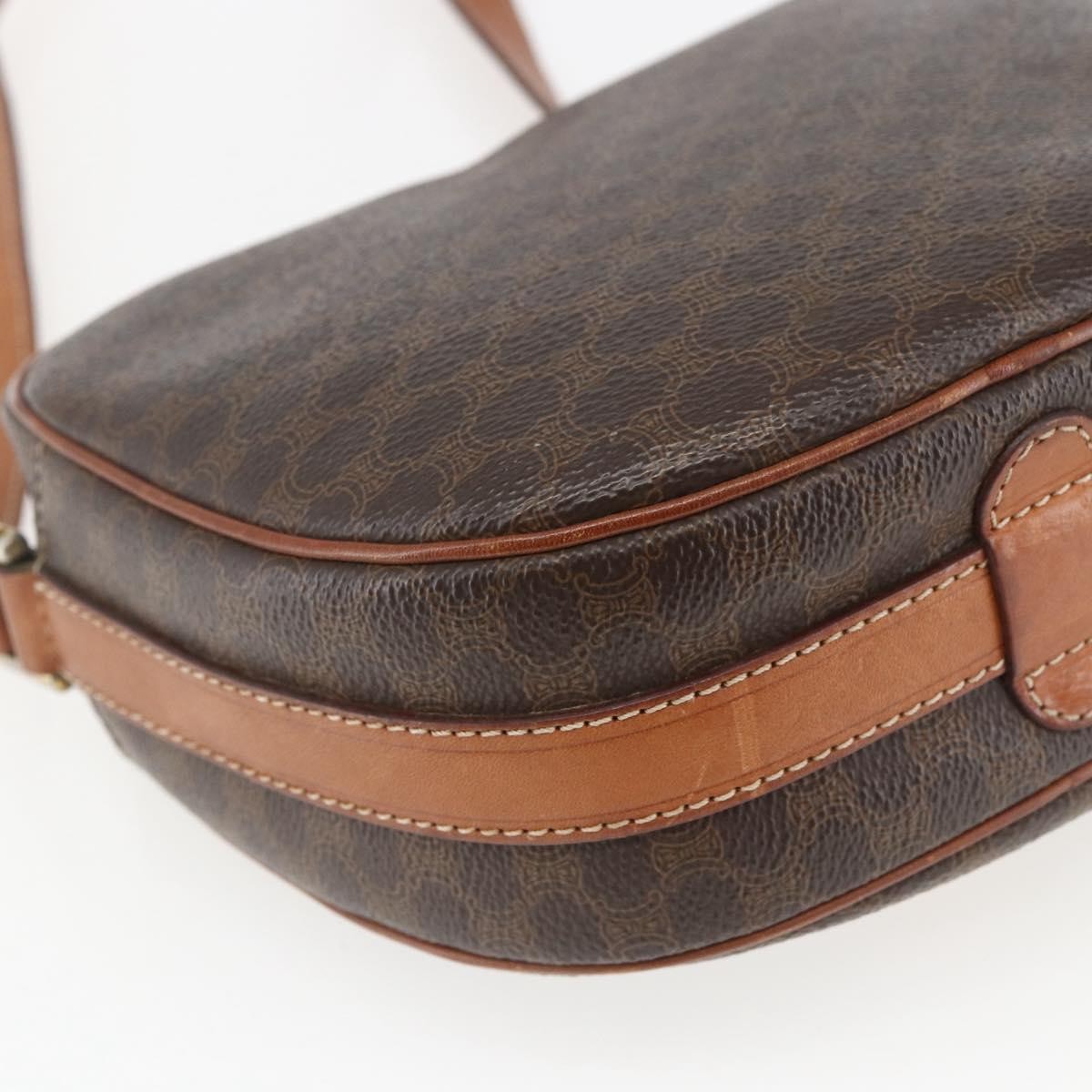 Celine Vintage Macadam Shoulder Bag Canvas And Leather Brown Canvas Shoulder Bag Bag