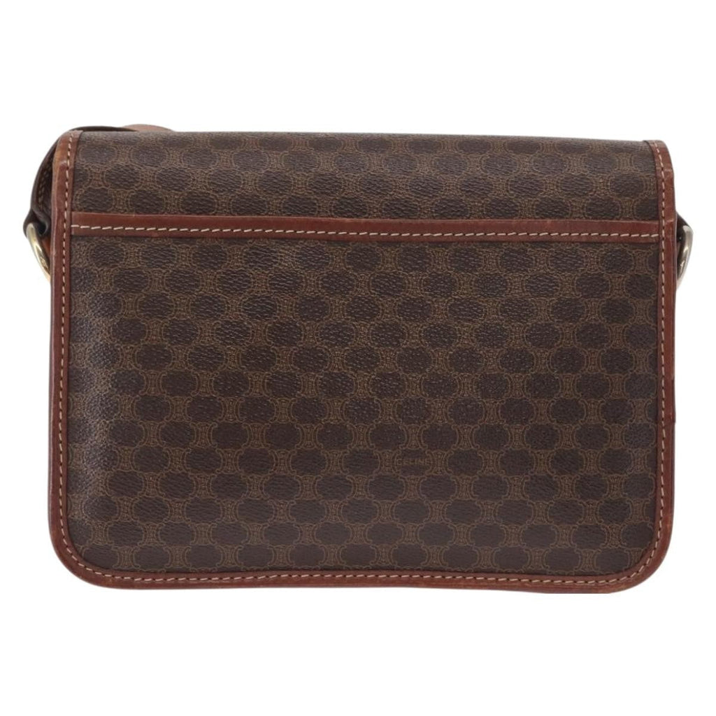 Celine Vintage Macadam Shoulder Bag Canvas Brown Canvas Shoulder Bag Bag