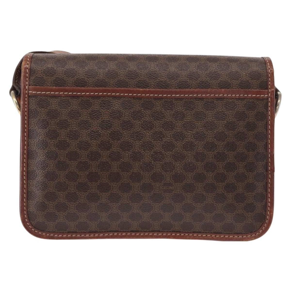 Celine Vintage Macadam Shoulder Bag Canvas Brown Canvas Shoulder Bag Bag
