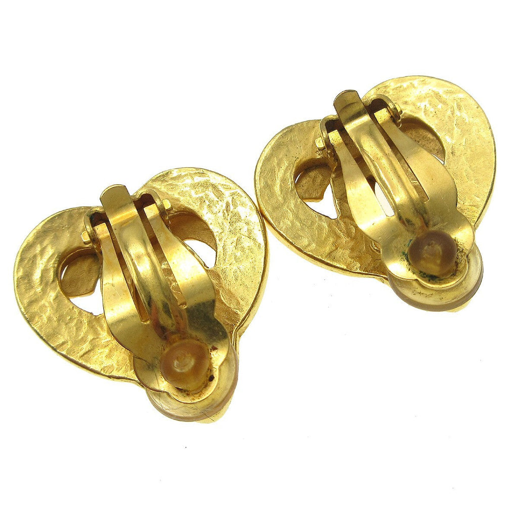 Chanel Cc Logo Heart Gold-Plated Gold Gold_Plated Earrings Jewelry