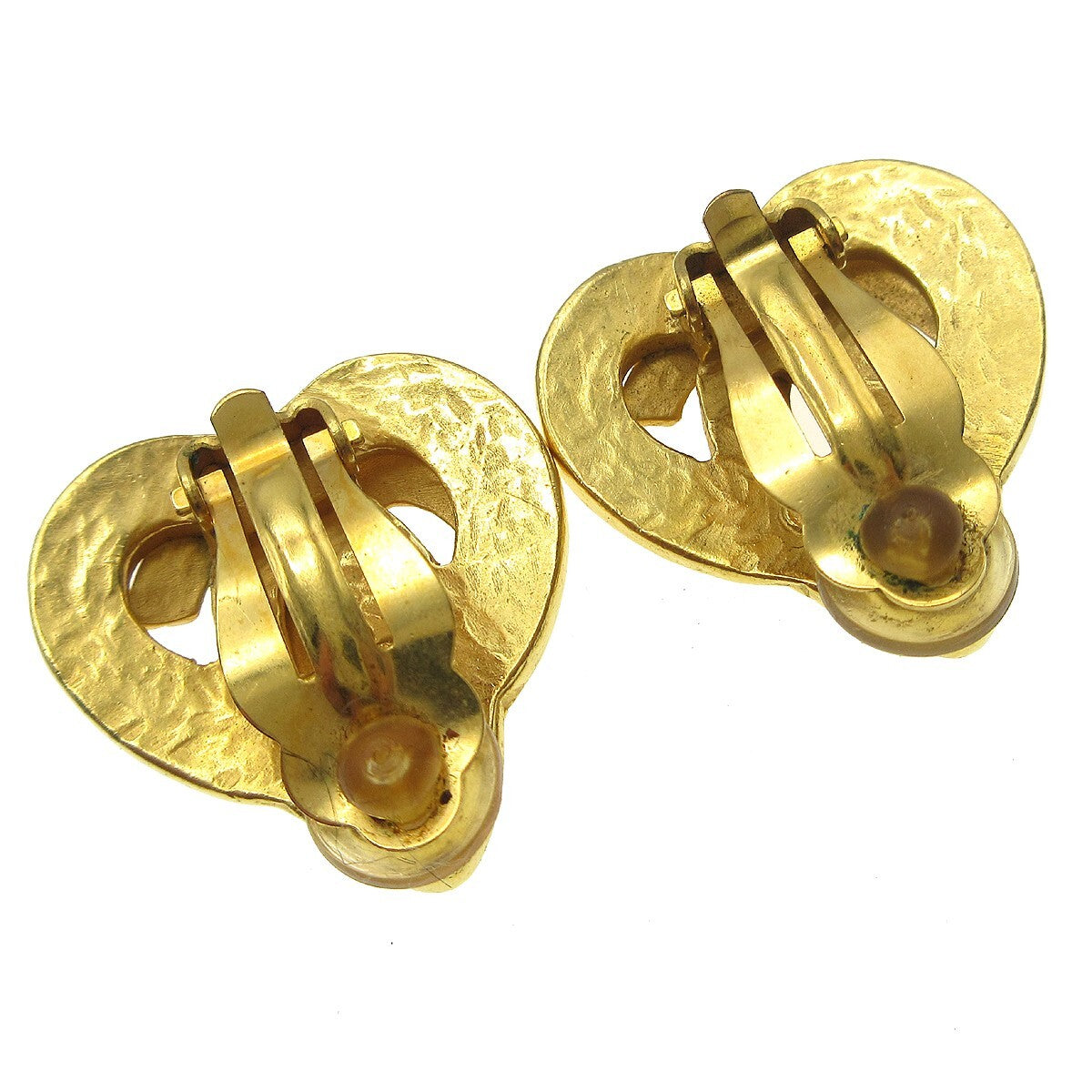 Chanel Cc Logo Heart Gold-Plated Gold Gold_Plated Earrings Jewelry