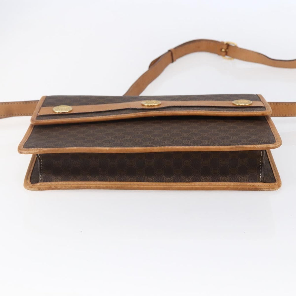 Celine Vintage Macadam Shoulder Bag Canvas And Leather Brown Canvas Shoulder Bag Bag
