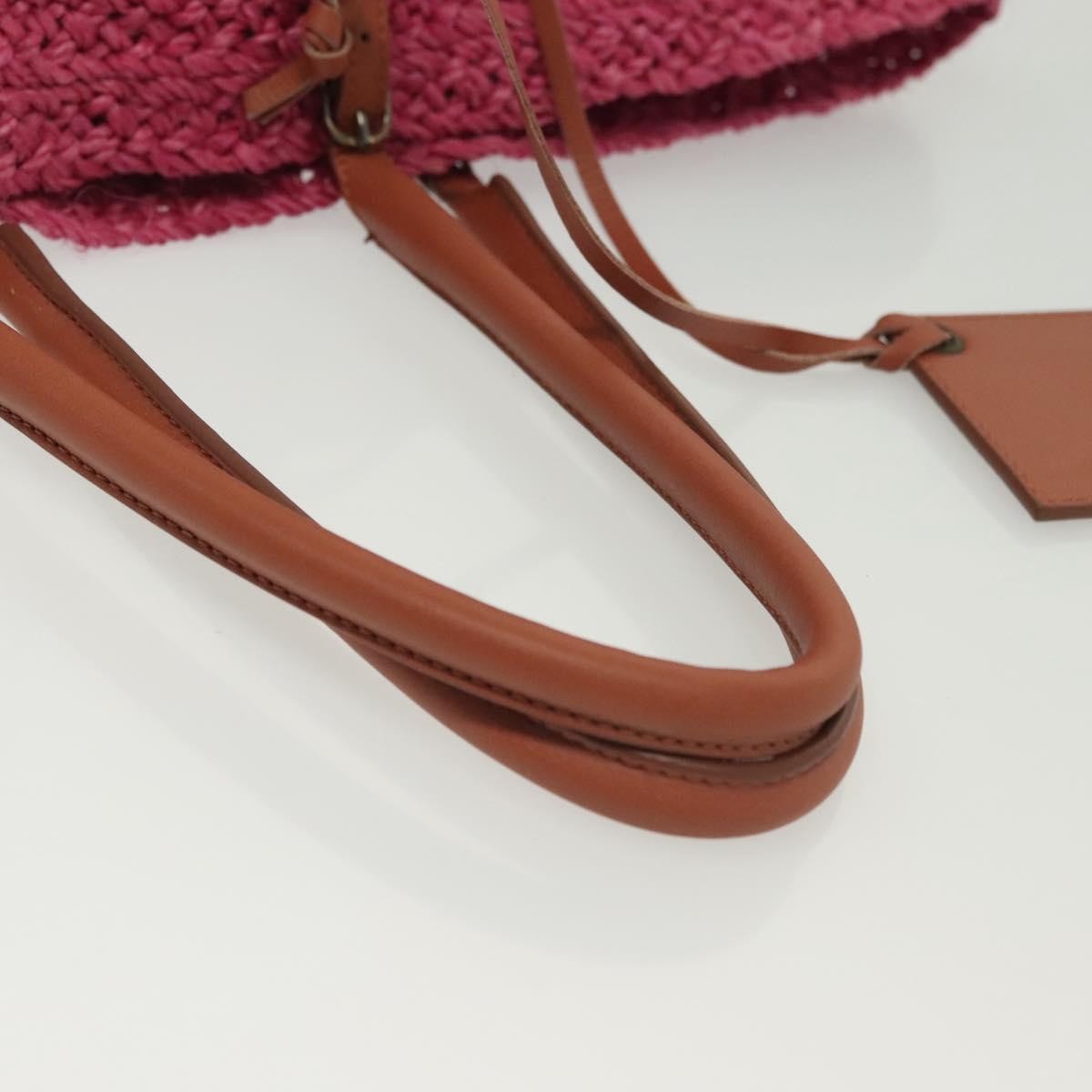 Balenciaga Panier Basket Tote Woven Raffia Pink Wood Tote Bag