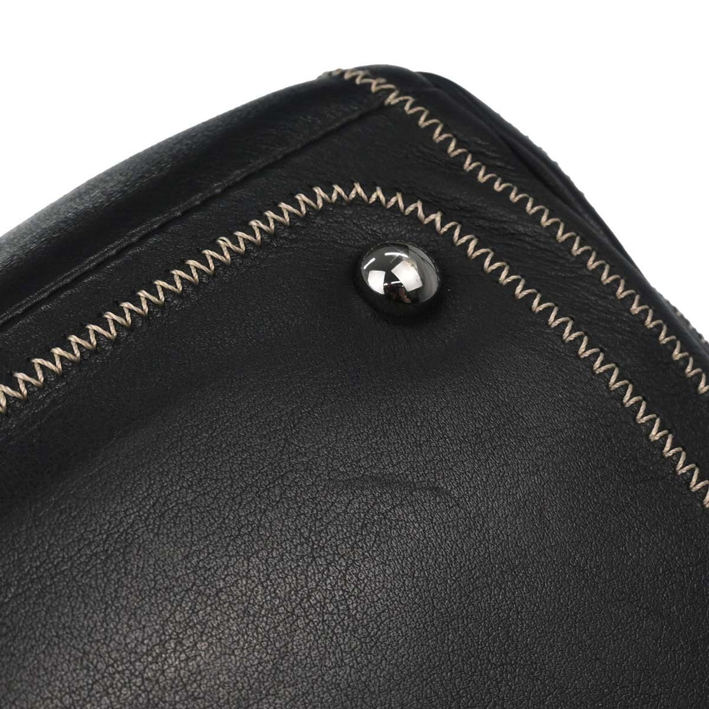 Chanel Cc Bowler Leather Black Leather Handbag