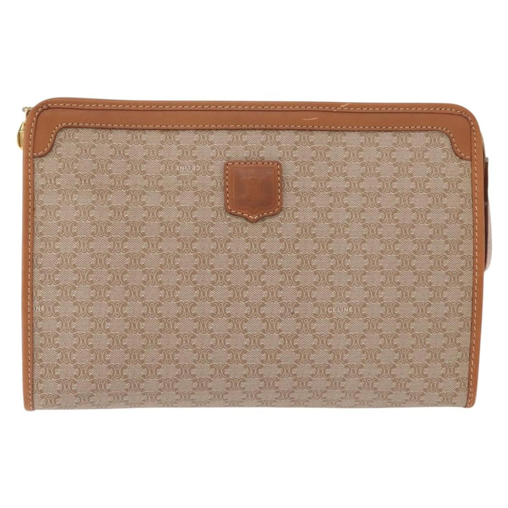 Celine Macadam Pochette Canvas And Leather Beige Canvas Clutche & Pouche Bag