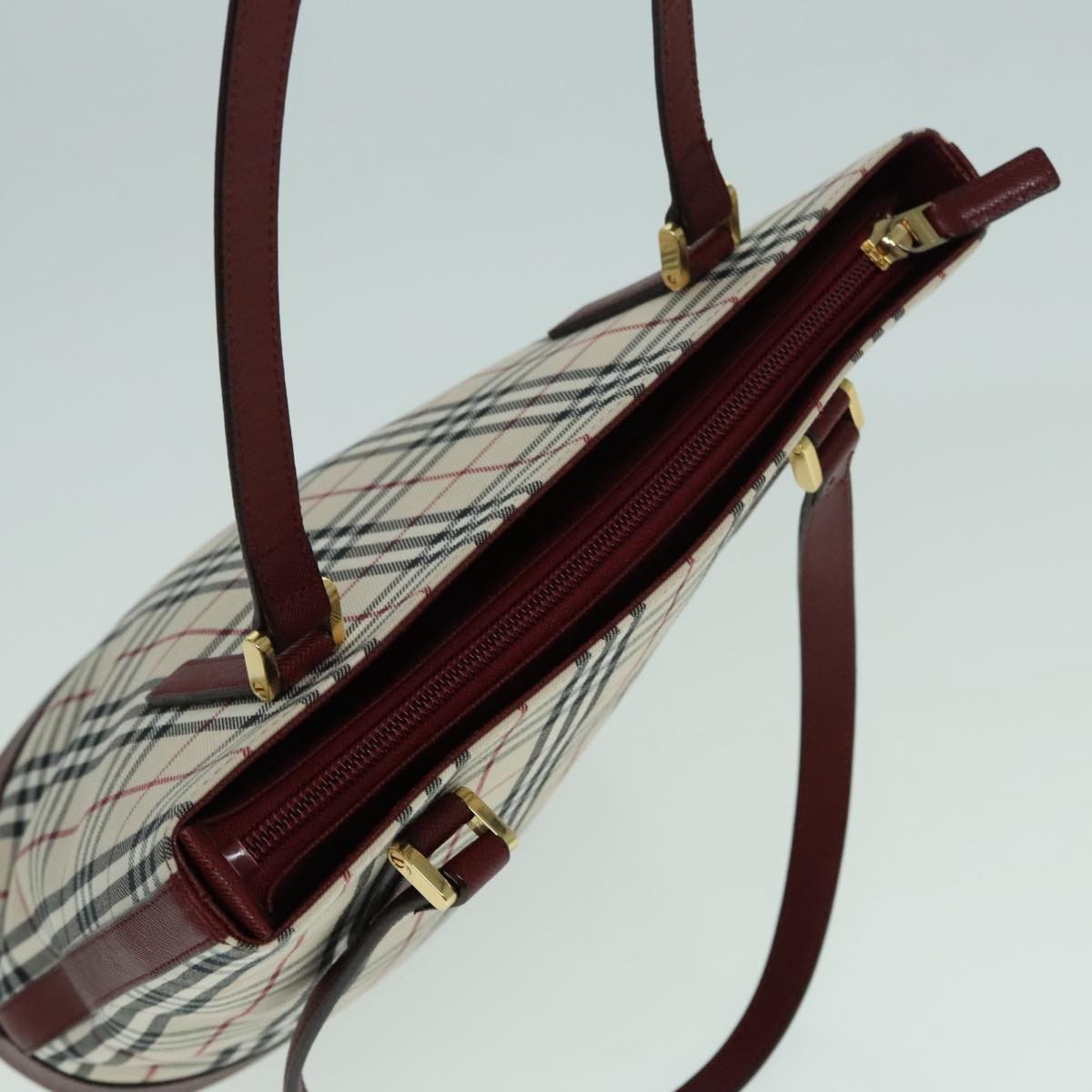 Burberry Nova Check Tote Canvas And Leather Beige Canvas Tote Bag