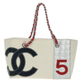 Chanel No.5 Tote Canvas And Leather White Canvas Tote Bag Bag