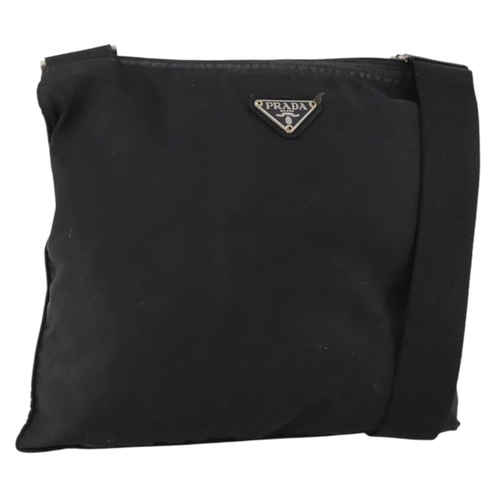 Prada Flat Messenger Bag Tessuto Black Nylon Shoulder Bag Bag