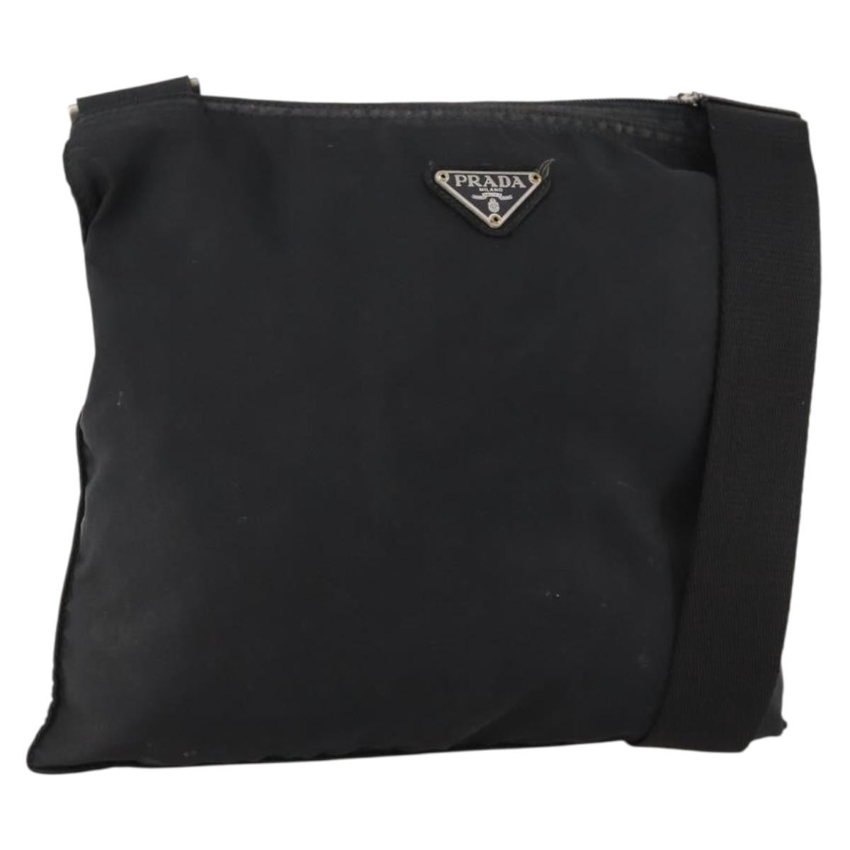 Prada Flat Messenger Bag Tessuto Black Nylon Shoulder Bag Bag