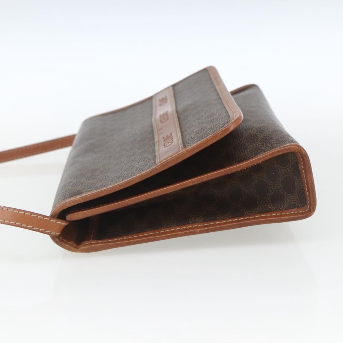 Celine Vintage Macadam Shoulder Bag Canvas And Leather Brown Canvas Shoulder Bag Bag