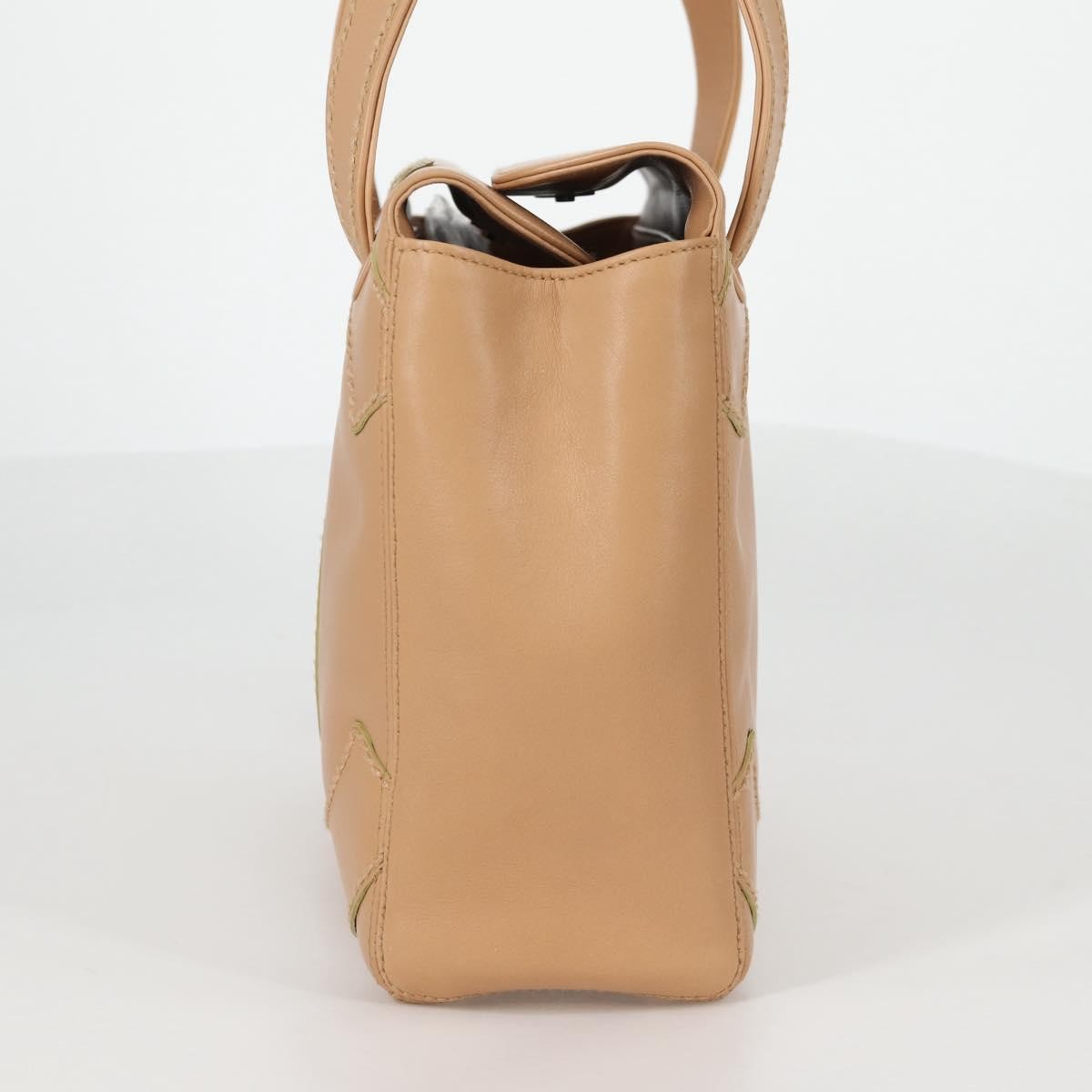 Chanel Cc Stitch Tote Lambskin Beige Leather Bag