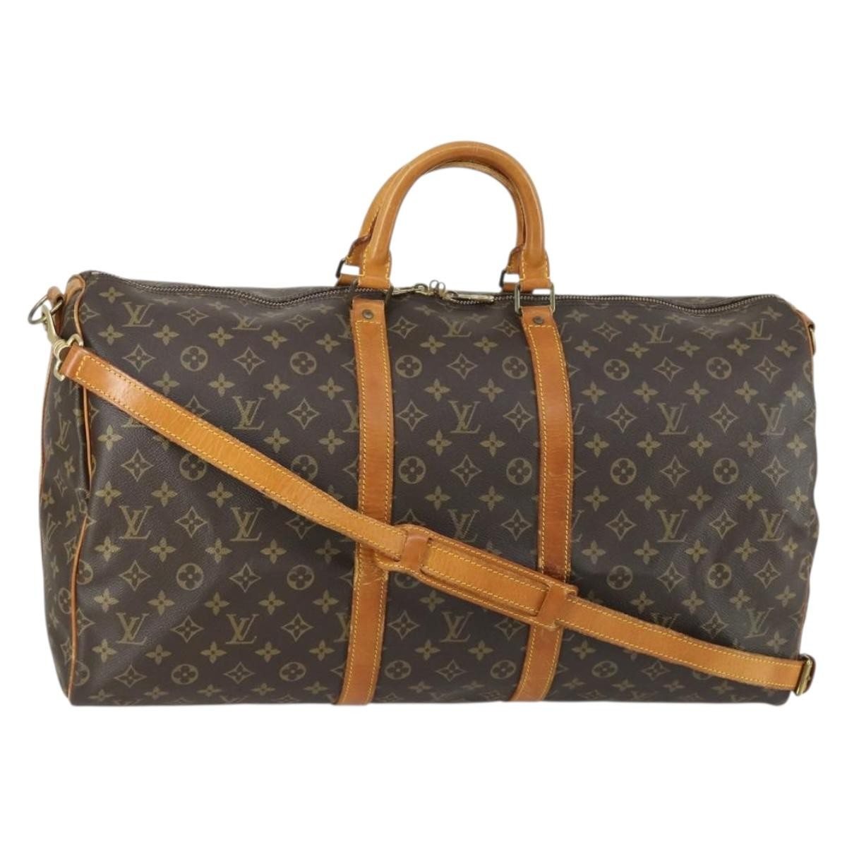 Louis Vuitton Keepall Bandouliere Bag Monogram Canvas Brown Canvas Travel Bag