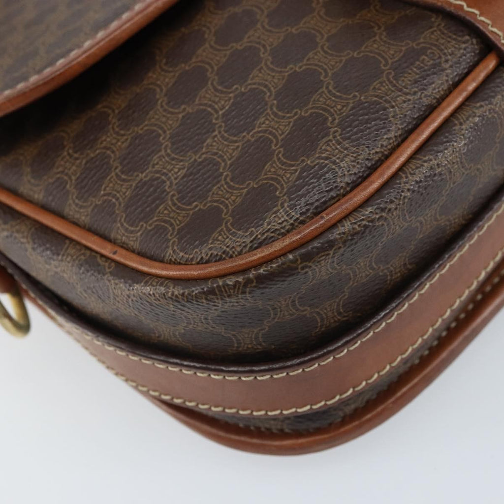 Celine Vintage Macadam Shoulder Bag Canvas And Leather Brown Pvc Shoulder Bag Bag