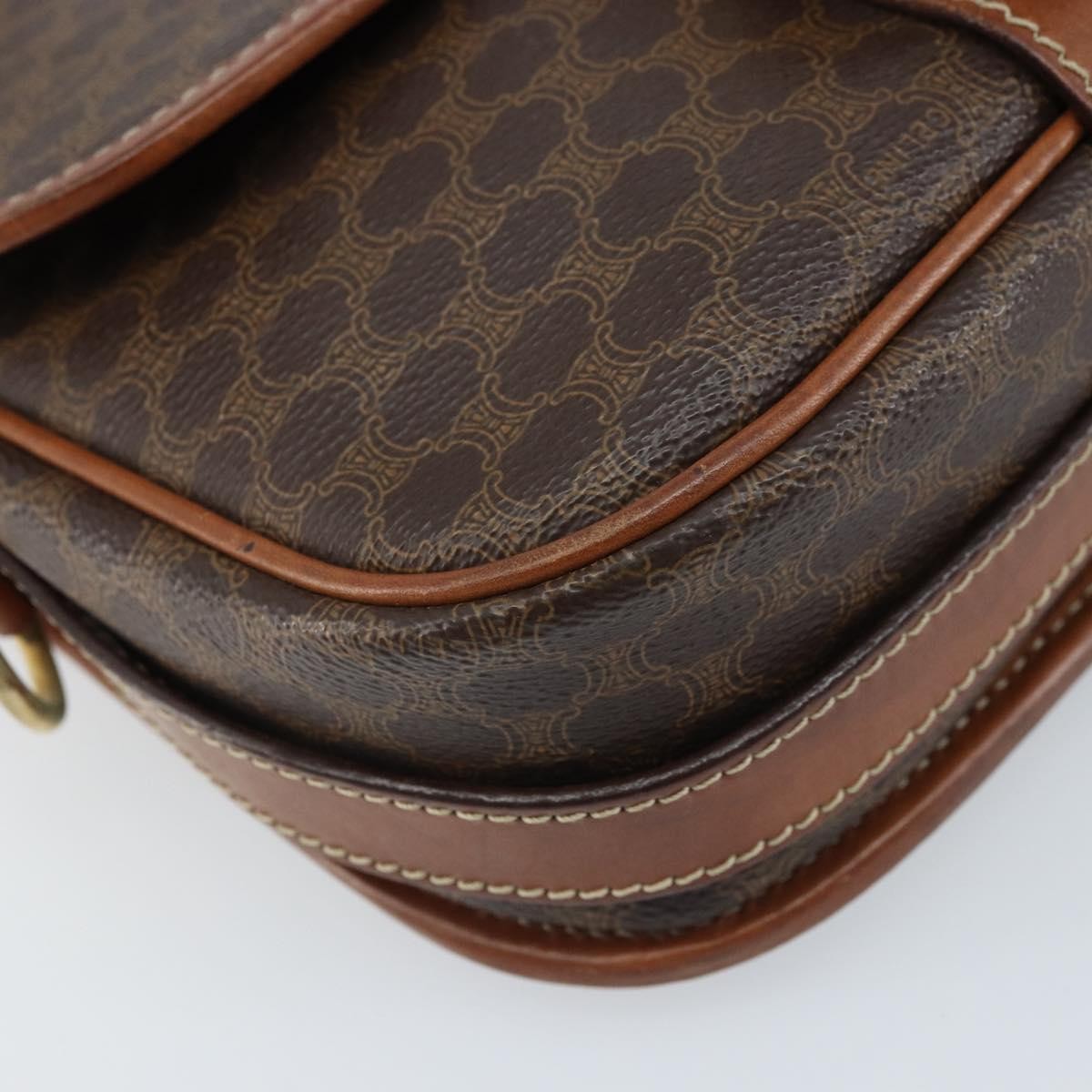 Celine Vintage Macadam Shoulder Bag Canvas And Leather Brown Pvc Shoulder Bag Bag