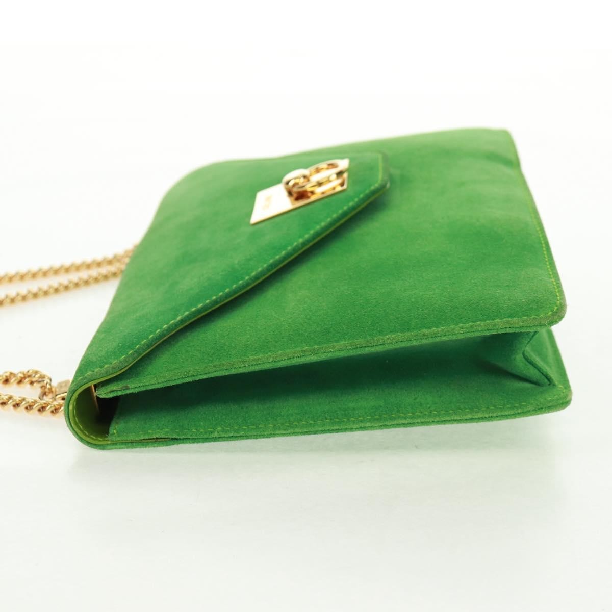 Celine Vintage Shoulder Bag Suede Green Suede Shoulder Bag Bag