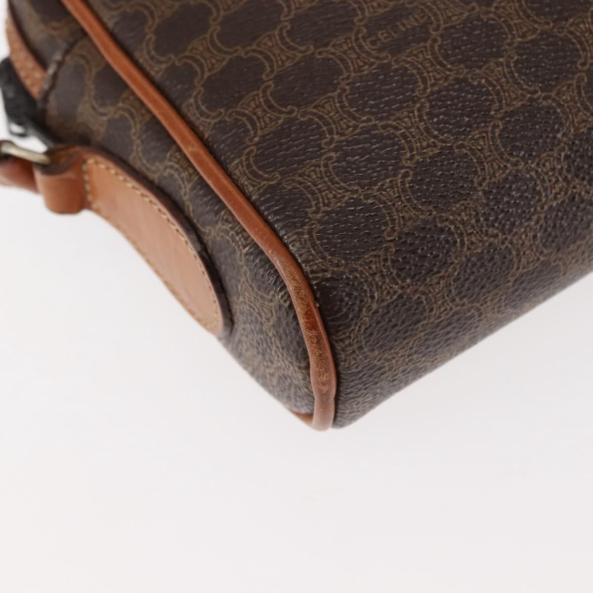 Celine Macadam Shoulder Bag Pvc Leather Brown Canvas Bag