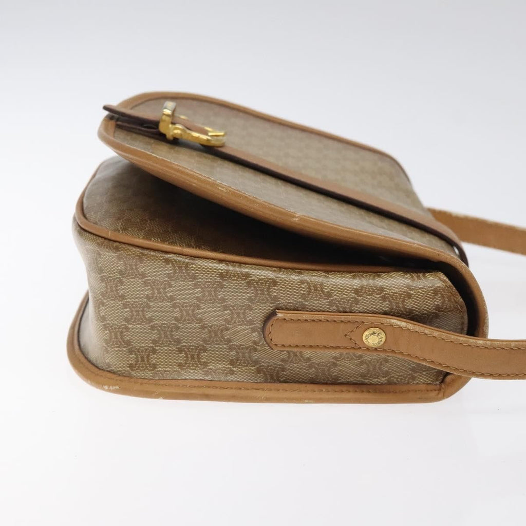 Celine Vintage Macadam Shoulder Bag Canvas And Leather Beige Canvas Shoulder Bag Bag