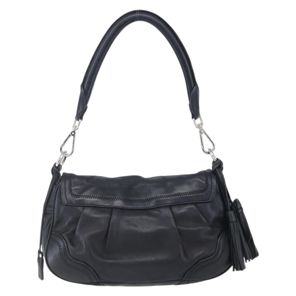 Prada Pushlock Shoulder Bag Leather Black Leather Shoulder Bag Bag